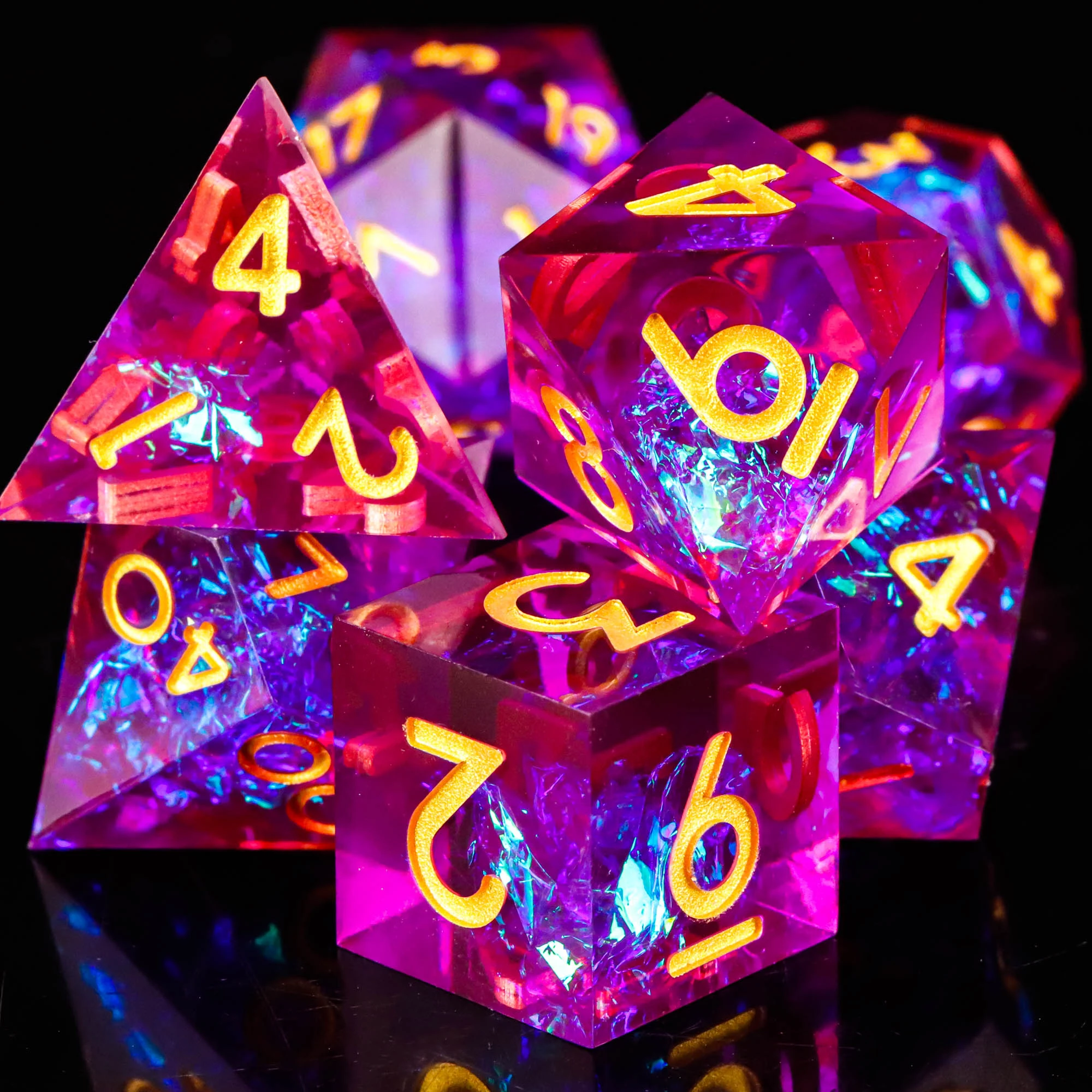 

Sharp Edge DND Dice Set Handmade 7 Accessories Dice for Dungeons and Dragons TTRPG Games, Multi-Sided RPG Polyhedral Resin