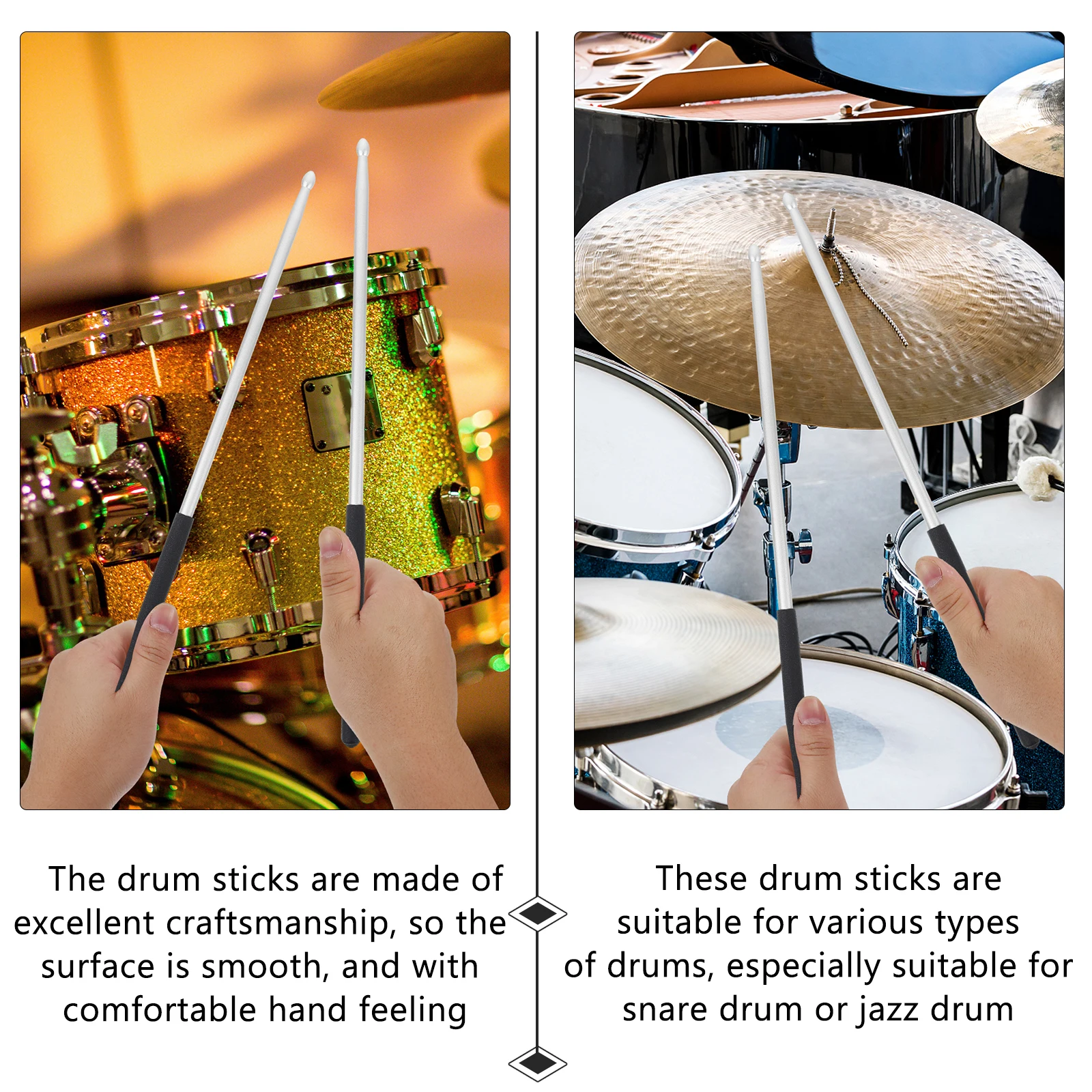 

1 Pair Metal Drum Sticks Durable Anti-Slip Design Universal For Jazz Snare Drum Percussion Instrument Tool Stage Performance