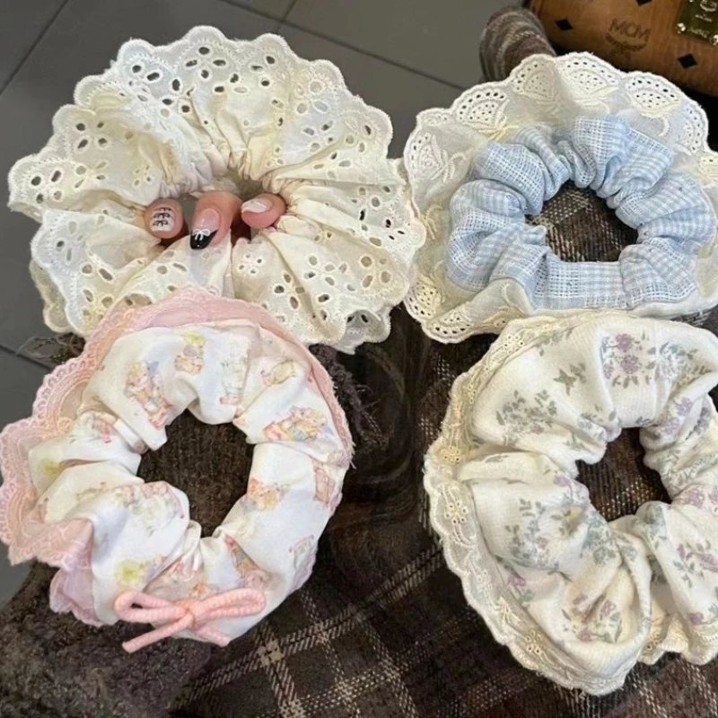 

Женские милые эластичные резинки для волос, модные повязки для девочек в стиле Ins, повязки для волос в балетном стиле с кружевной отделкой, высококачественные аксессуары для волос