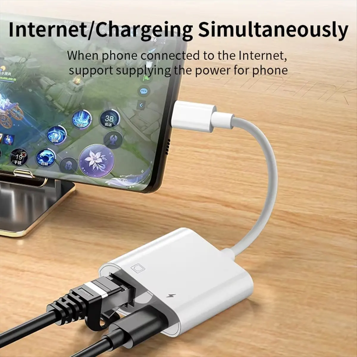 A64I USB C to RJ45 Lan Adapter 100Mbps Network Card Hub with Type C Charging for TV Box PC Laptop Phone Connect Ethernet