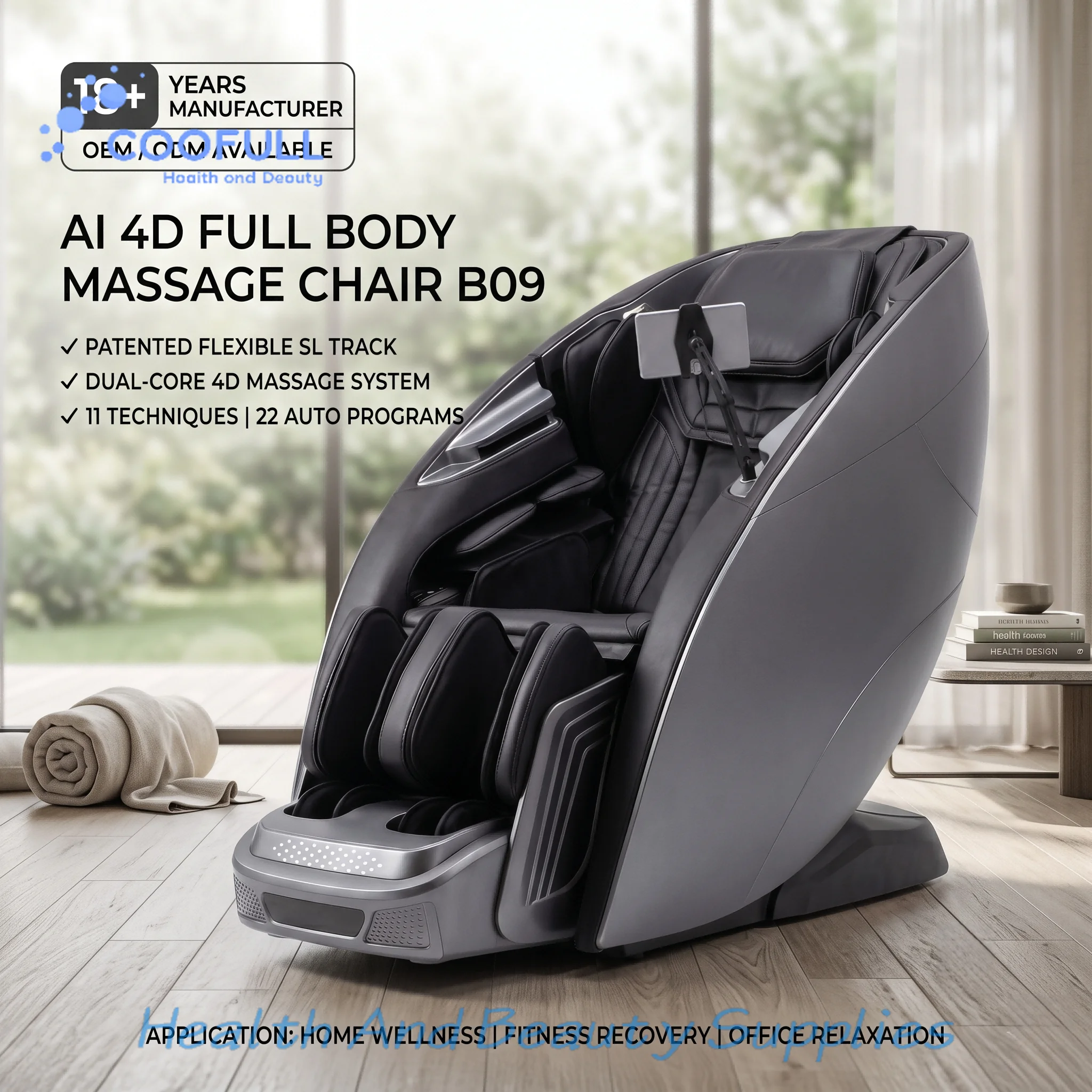 Coolfull Dual Plus Full Body Massage Chair AI Body Scan Zero Gravity Flexible Track Heating Airbag Foot Roller for Home Wellness