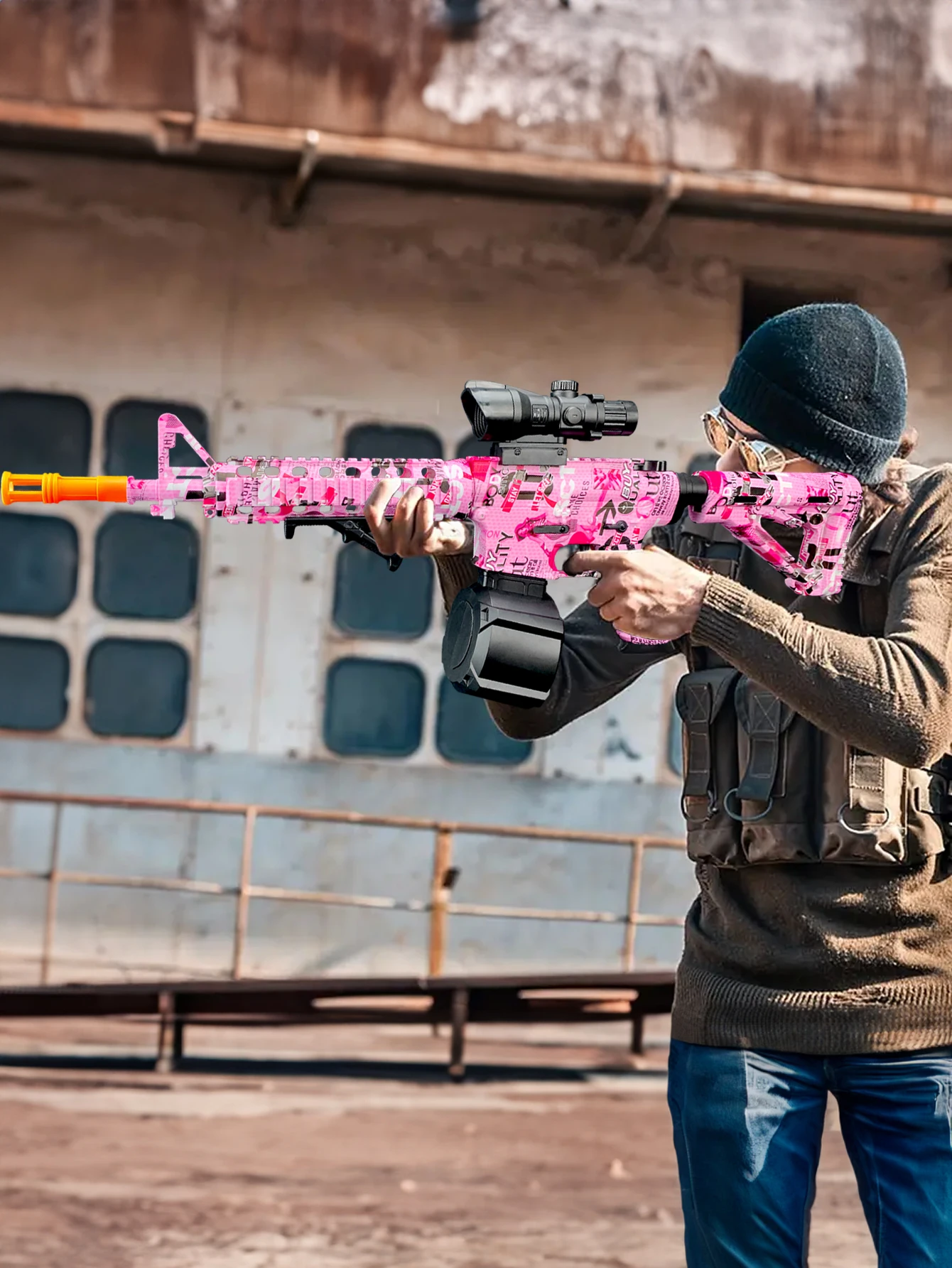 M416 blaster de gel elétrico, pistola de bola de gel, arma de brinquedo de bala de água de modo manual/automático, jogo interativo ao ar livre (sem balas)