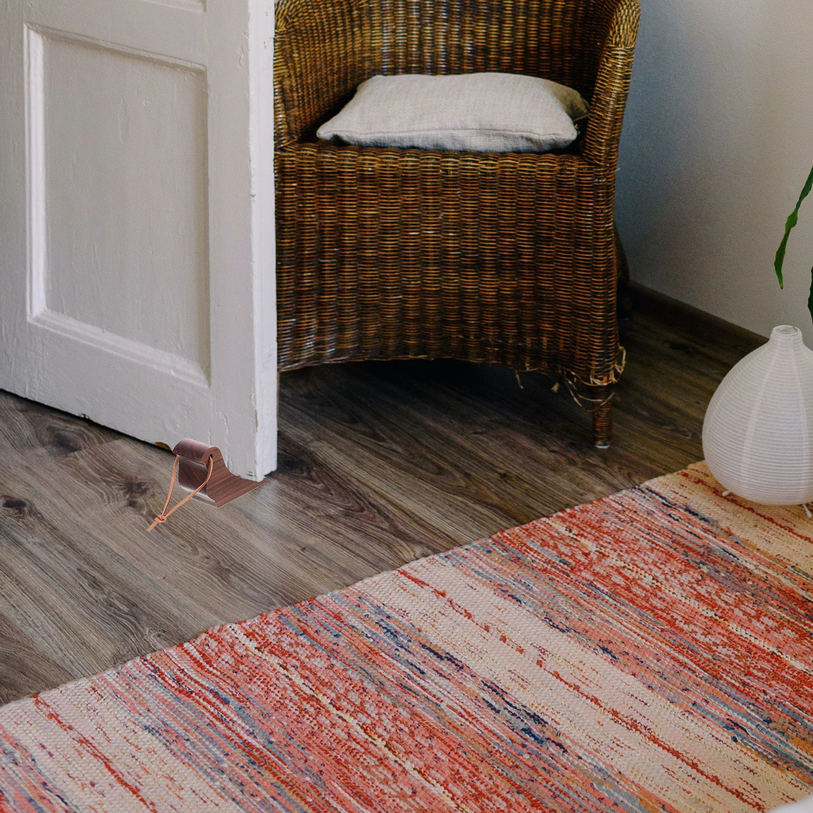 

Rustic Wooden Decorative Wall Protector Nail-Free Stop Mute Anti-Collision Door Bumper Bedroom Doorstop Wedge Wood