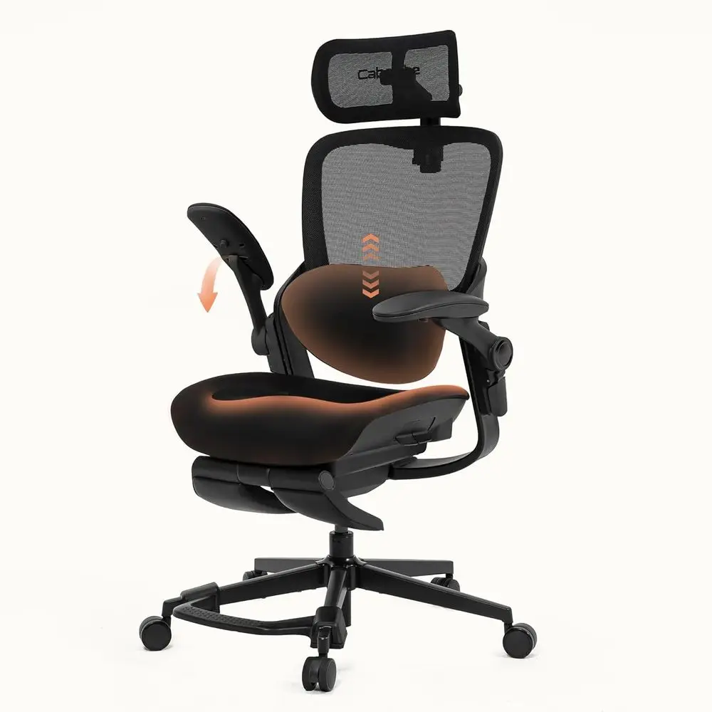 

Petite Ergonomic Desk Chair for Women and Small Frames - 330lb Capacity, Adjustable Lumbar Support, Flip-Up Arms, Footrest