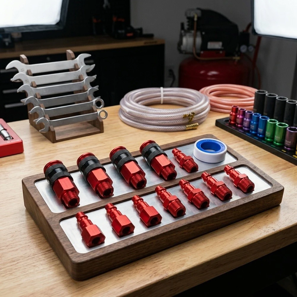 Quick Connect Coupler Kit 15 Pieces 1/4 NPT Aluminum for Air Hoses For pneumatic Tools Water 300 PSI Sleeve Safety