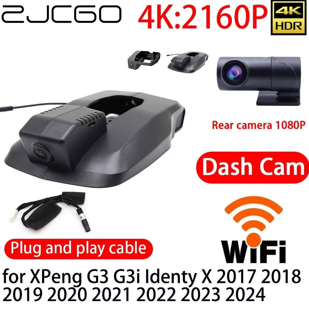 

ZJCGO 4K DVR Dash Cam Wifi Front Rear Camera 24h Monitor for XPeng G3 G3i Identy X 2017 2018 2019 2020 2021 2022 2023 2024