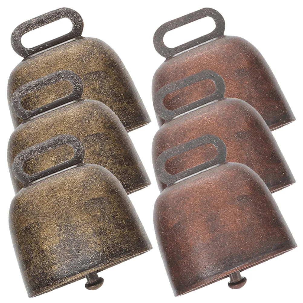 6 Pcs Ring Chime Metal Cowbell Ornament Bells Large Pet Vintage Cattle Anti-lost for Decoration