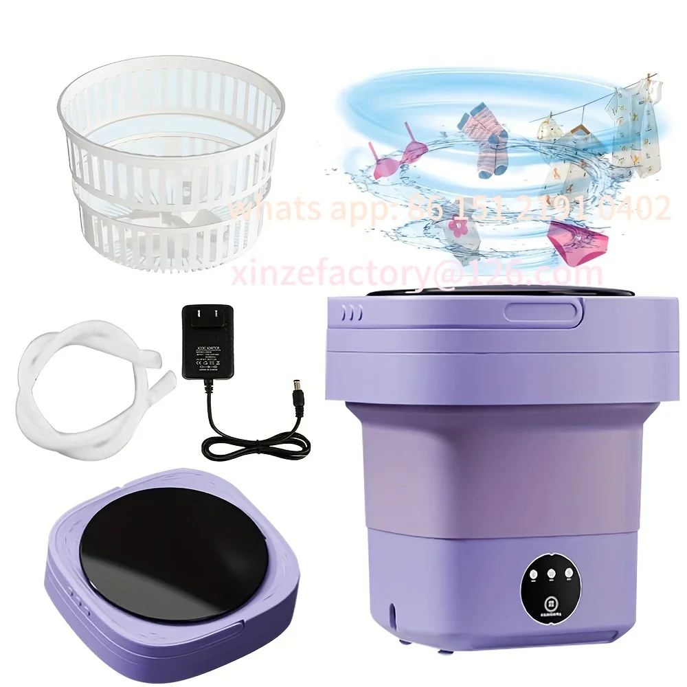 Customizable Portable Washing Machine with 3 Intelligent Cleaning Modes, 8L Washer with Foldable Design, Folding Washi