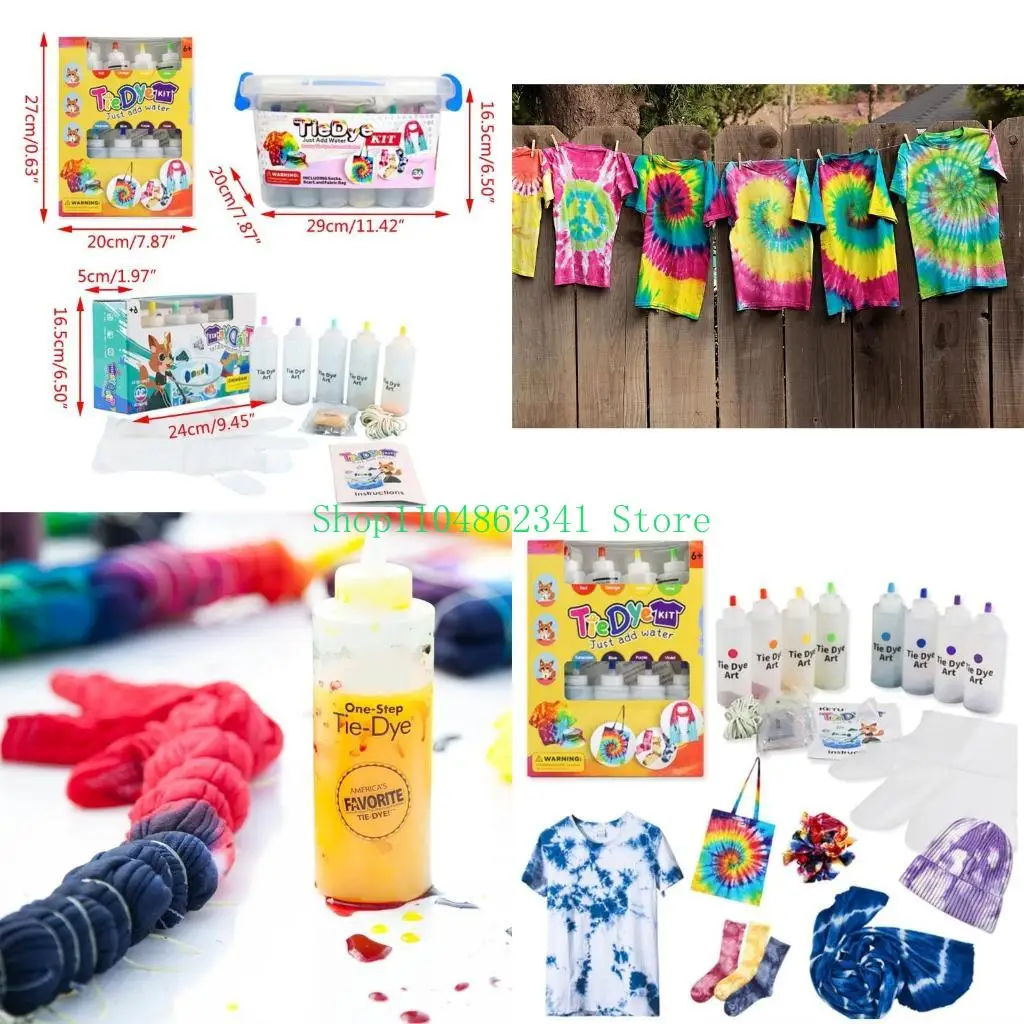 5asd Dye Trung bình Người lớn T-Shirts 5/8/18 Bộ dụng cụ nhuộm màu cho trẻ và người lớn đóng gói bộ dụng cụ thuốc nhuộm vĩnh