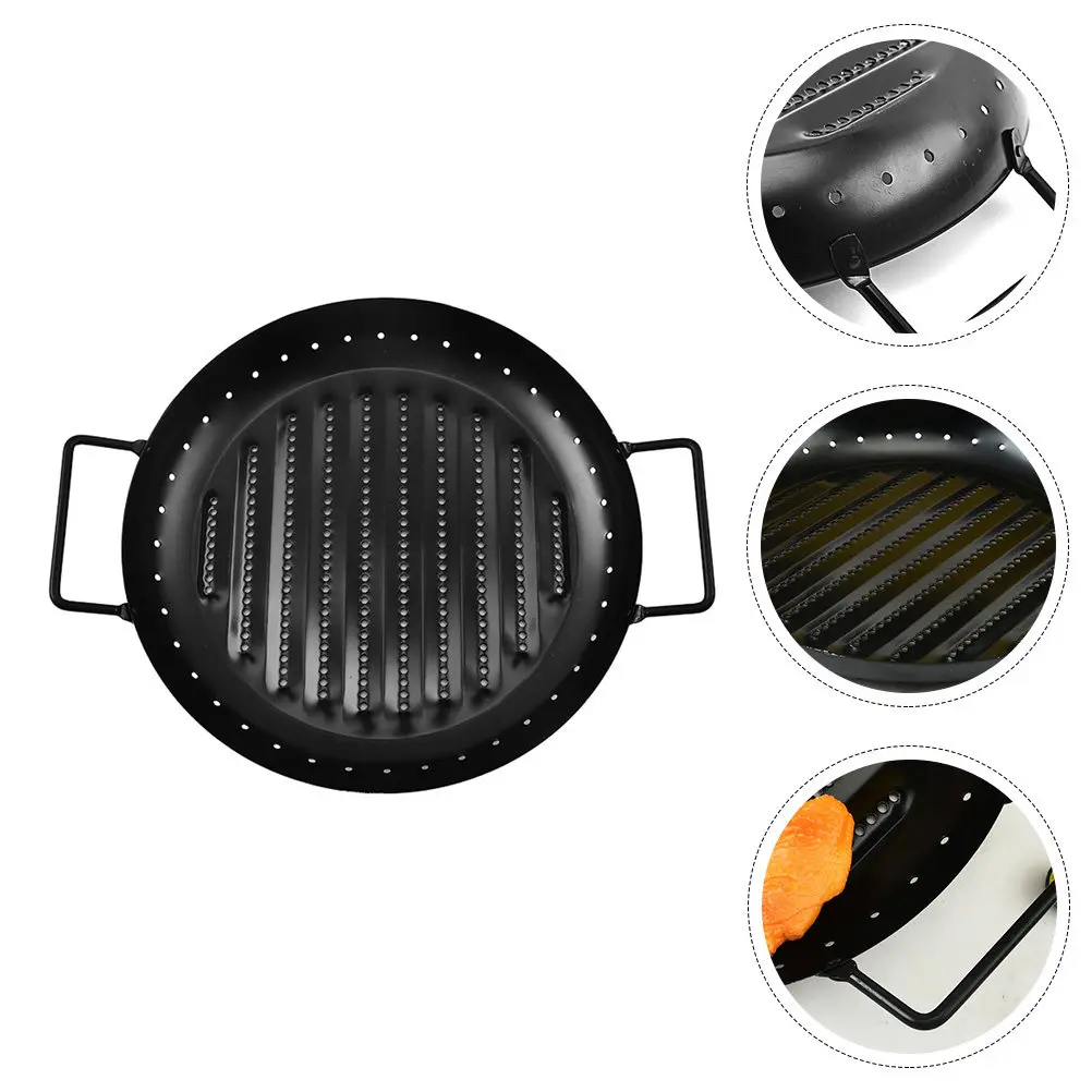Heavy Duty Stainless Steel Barbecue Plate Non-Stick Smooth Surface Lightweight Compact Grill Pan for Broiling Meats Baking