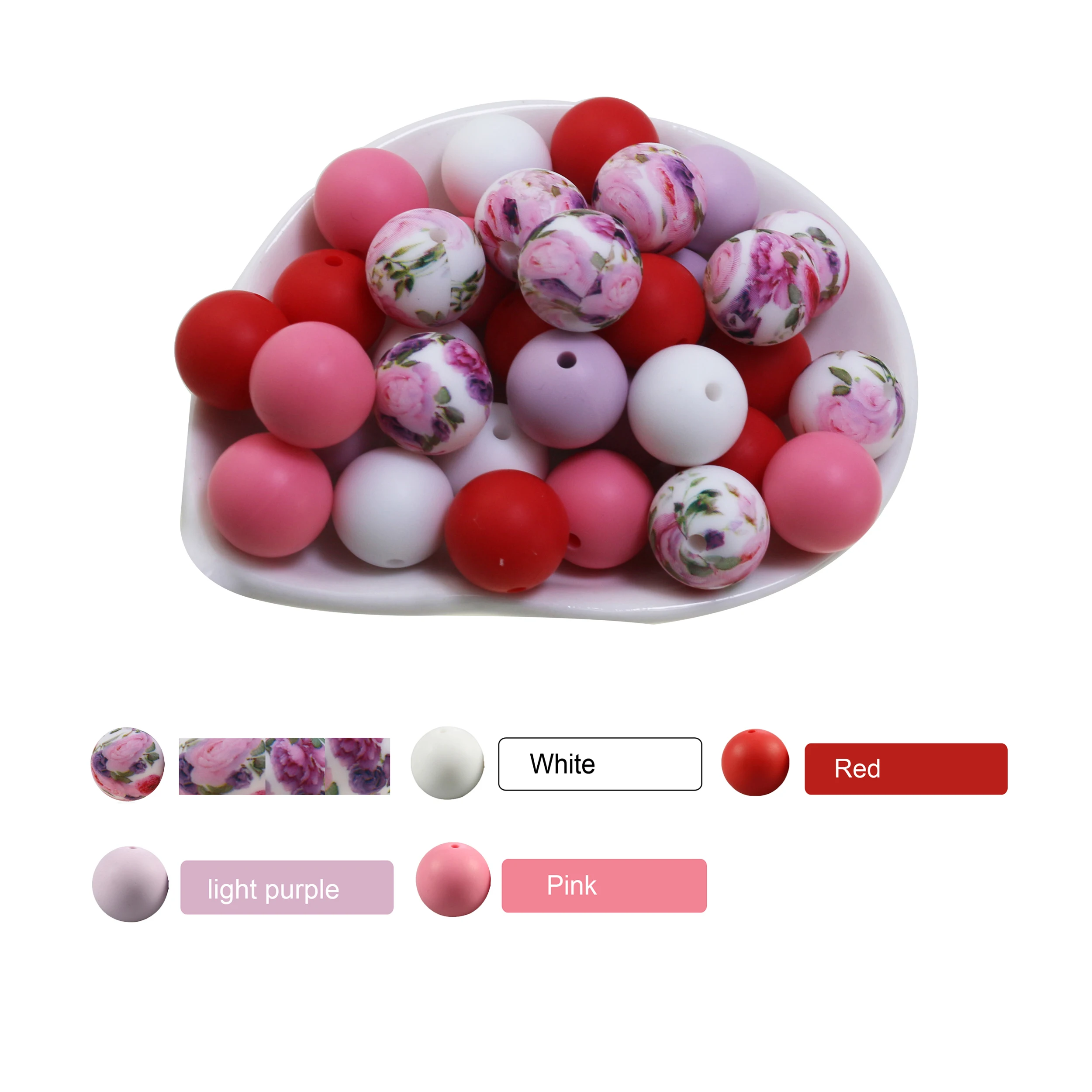 10Pc/Lot Christmas Print Silicone Beads Xmas Designs For Pacifier Clip Necklace Accessories Food Grade Pearls Teething