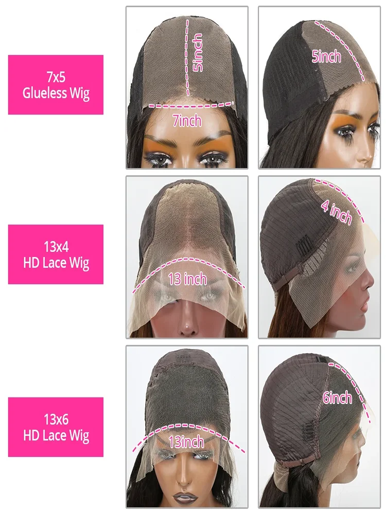 7x5 HD Glueless Preplucked Human Wig Ready To Go Deep Wave Frontal Wig Human Hair Wig 100% Human Hair Lace Frontal Wig Loose Wig