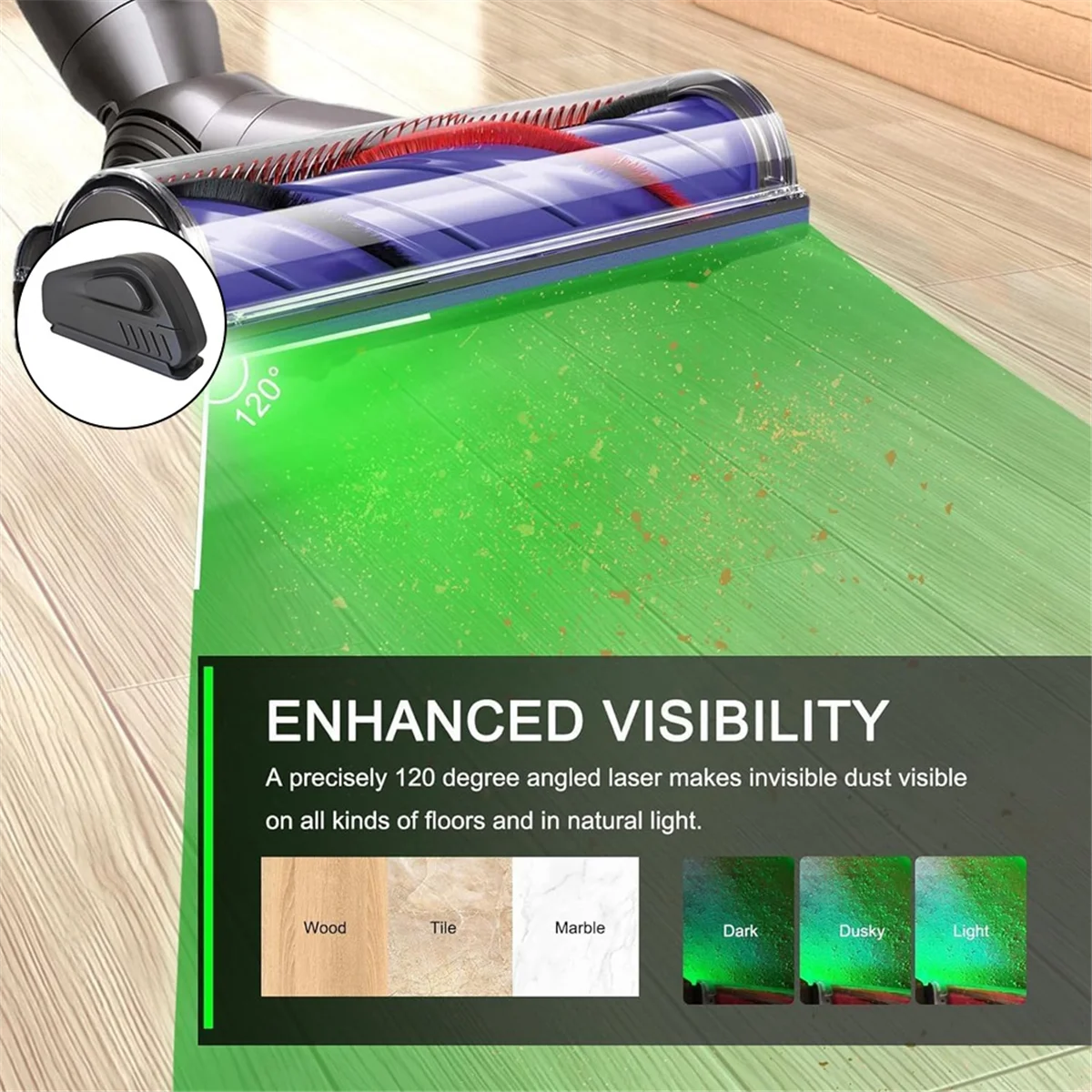 Aspirador de pó luzes pet poeira display lâmpada led claramente visível sob luz universal aspirador acessório