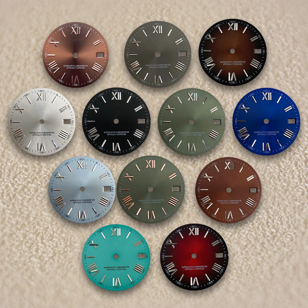 28.5mm Rome S Dial Fit NH35/NH36/4R/7S Japanese Automatic Movement Sunray Dial Watch Modification Accessories
