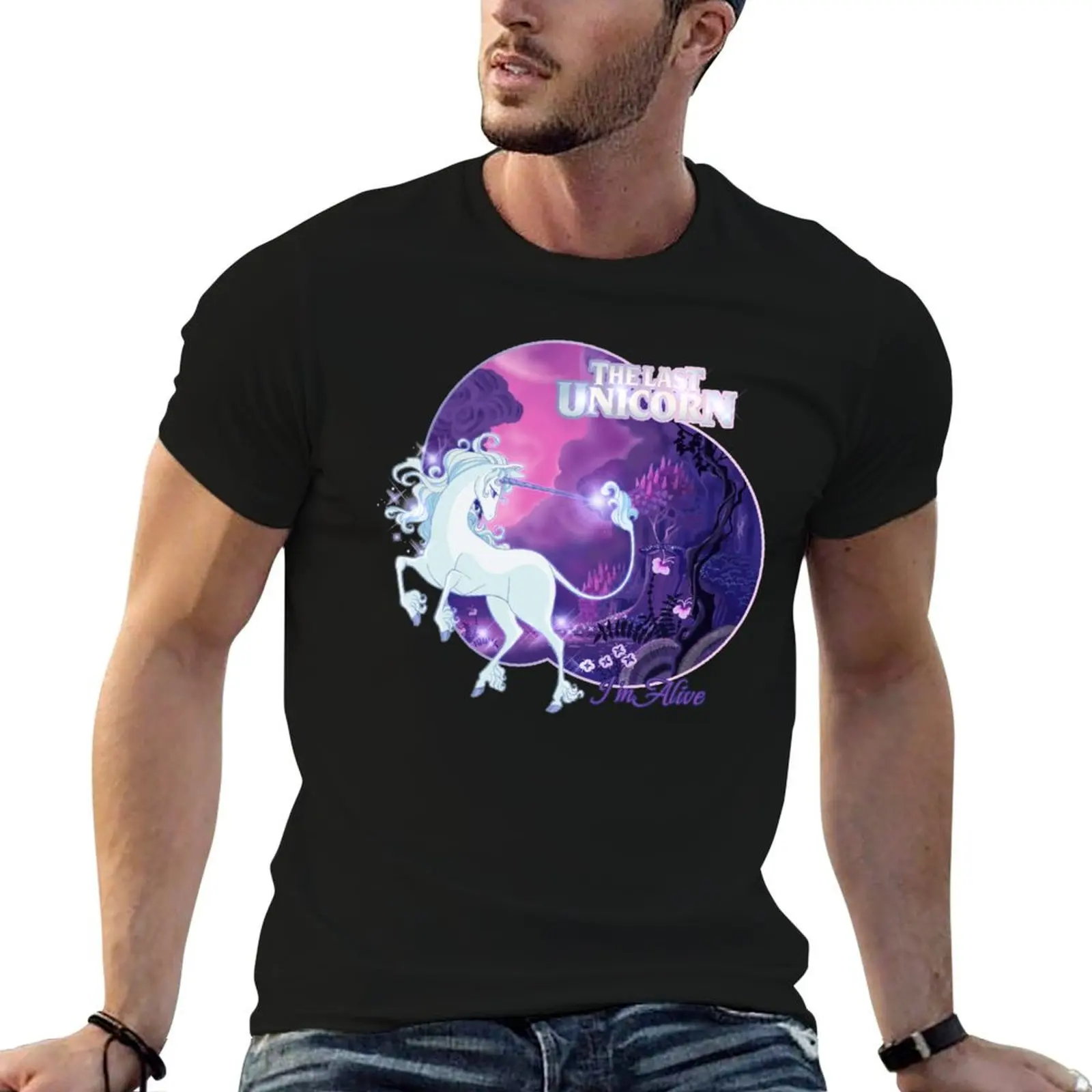 I'm Alive - T-shirt lilas en coton basique grande taille