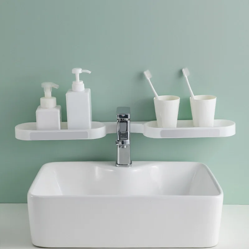 Bathroom Shelves Punch-freeU Shaped Corner Storage Holder Foldable Drain Soap Shelf Bathroom Toilet Revolving Rack