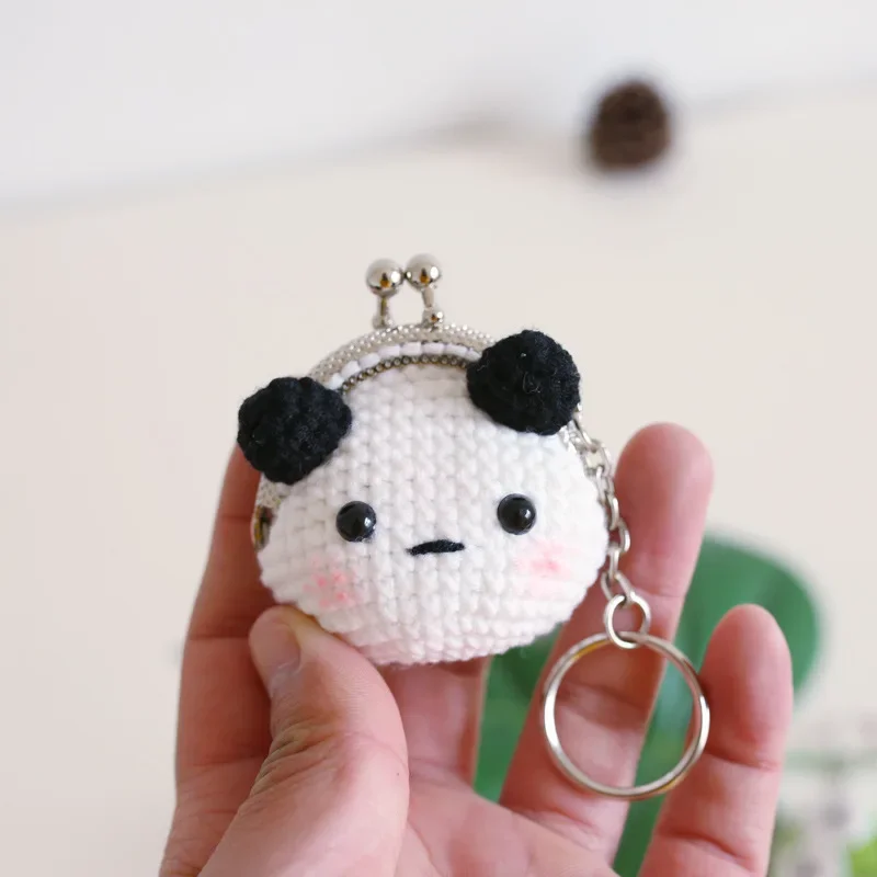 Creative Cartoon Animal Knitting Mini Bag DIY Handmade Yarn Crochet Coin Key Metal Pocket Material package