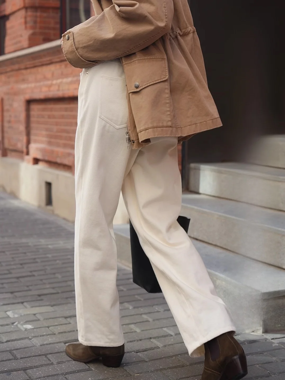 

Женские джинсы Elwing с высокой талией из хлопка, свободного кроя, классические, универсальные, для зимы и весны, прямые брюки