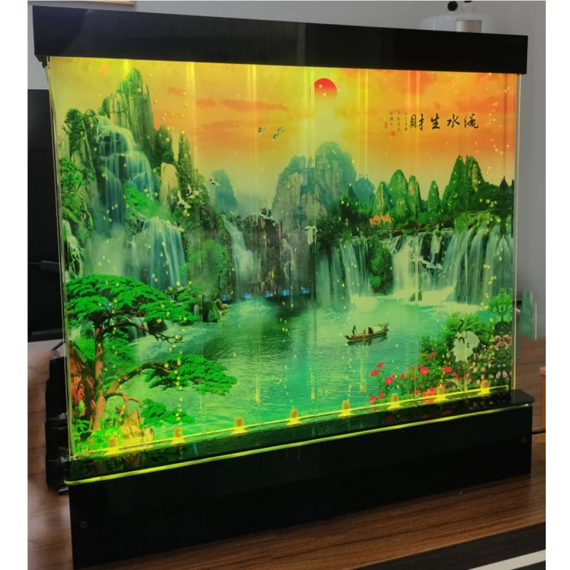 

Custom Landscape Painting Curtain Screen Office Partition Entrance Blocking Living Room Home Organic Glass Screen Customiz