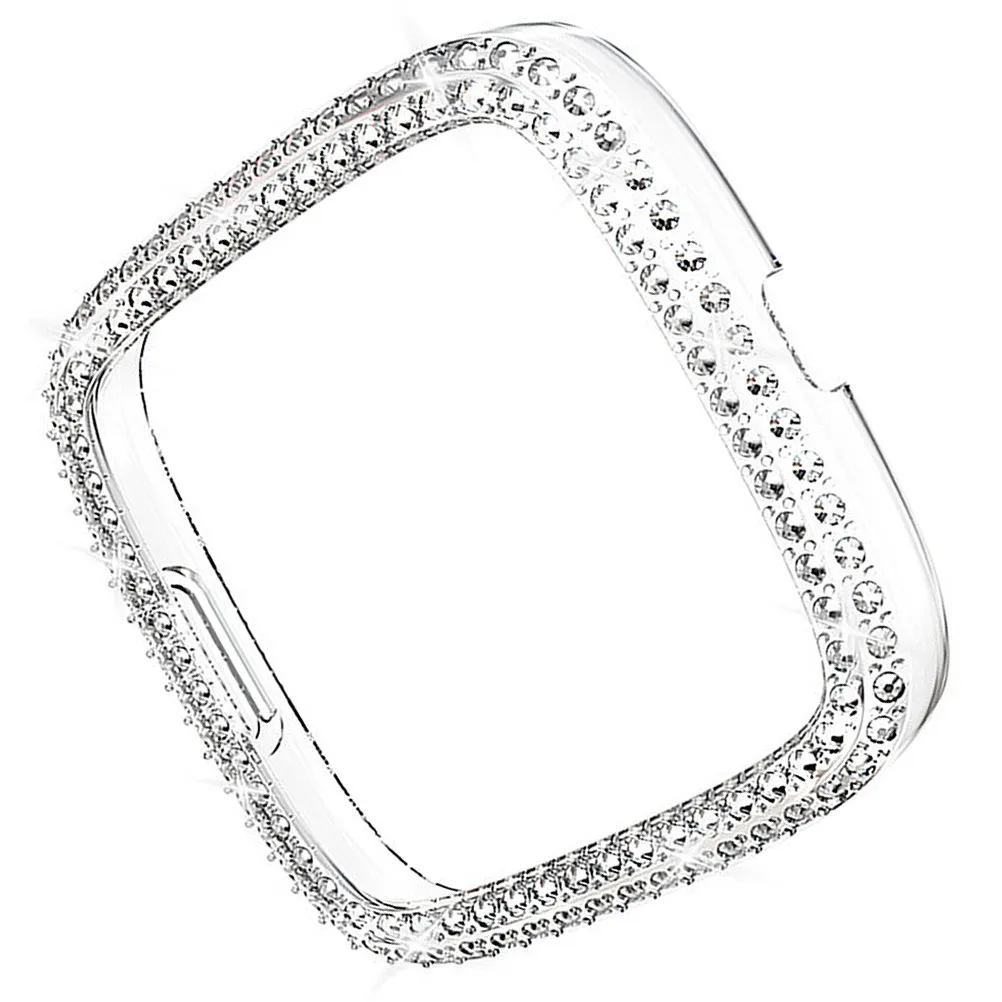 

1Pcs Watch Protective Cover Transparent Double-Row Rhinestone Frame Case Anti-Shock Protective Shell Compatible