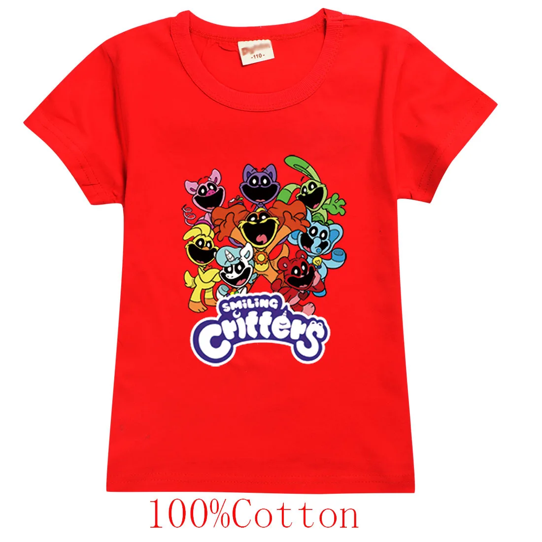 Smiling Critters Kids T-shirts Boys Girl Cartoon Anime Catnap Short Sleeves Tees Round Neck Tops Children Tshirt Summer Clothing