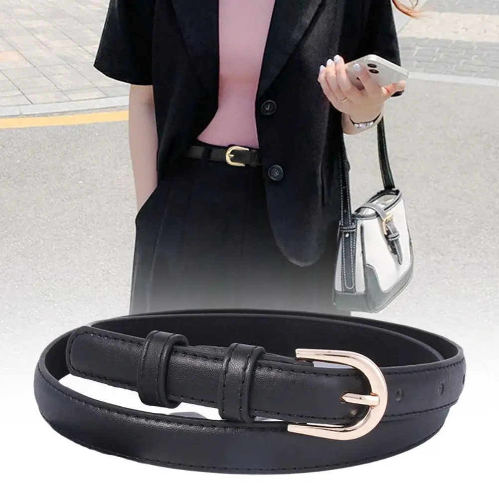 

Versatile Buckle Small Belt Adjustable Women's Skinny Simple Waist Business Casual Buckle Leather Suit Pin Accessories Belt E7B0