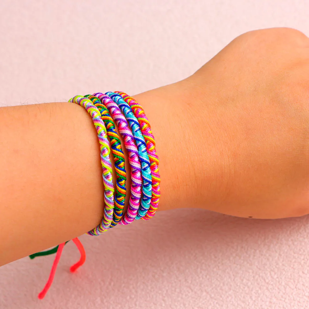 10Pcs/Lot Multicolor Vintage Style Friendship Braided Rope Cuff Adjustable Bracelets Wristband Jewelry For Women Men Lovers Gift