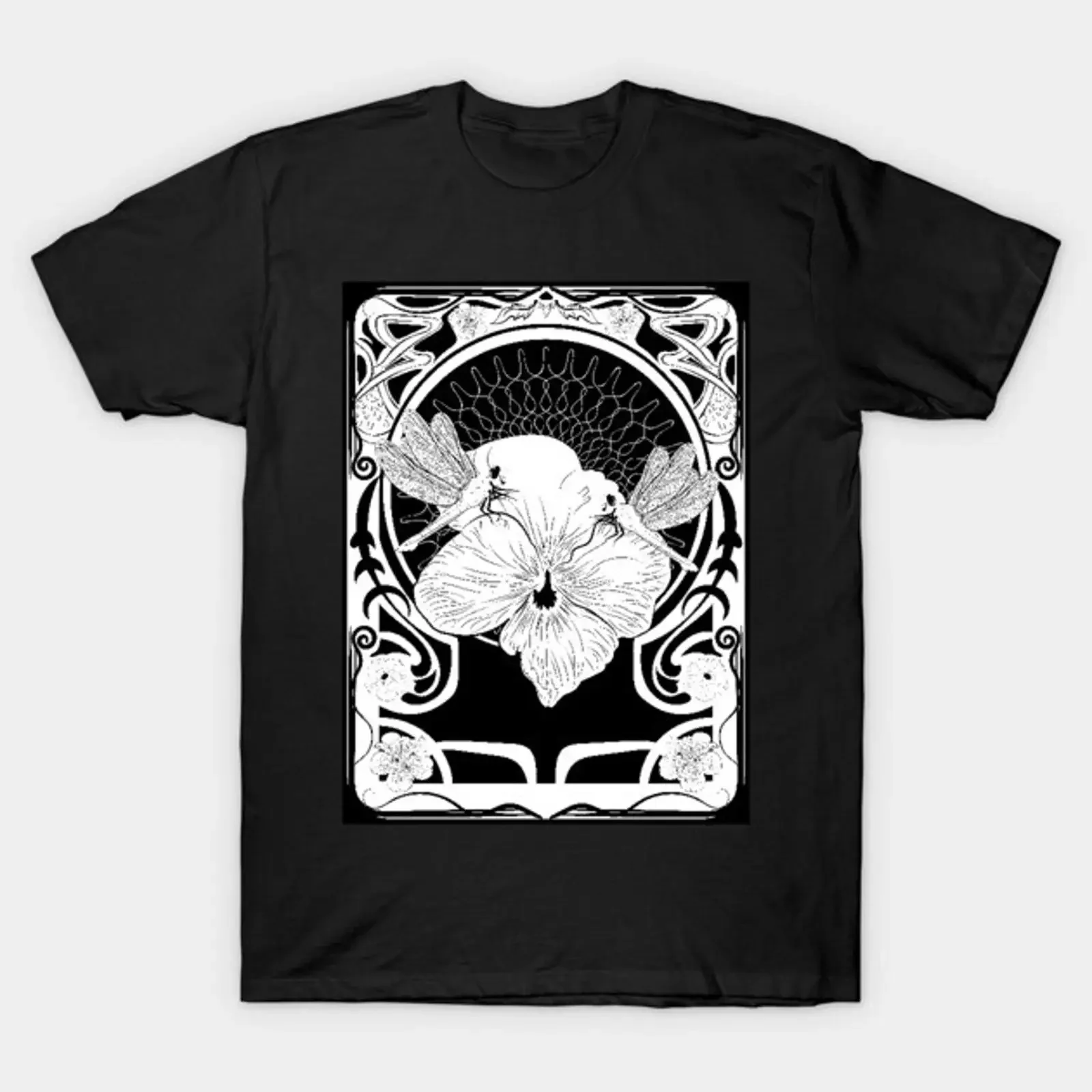 Dragonfly art nouveau frame T Shirt vintage Washed Stretched Stylish designer clothes Top For Everyday Wear Comfortable