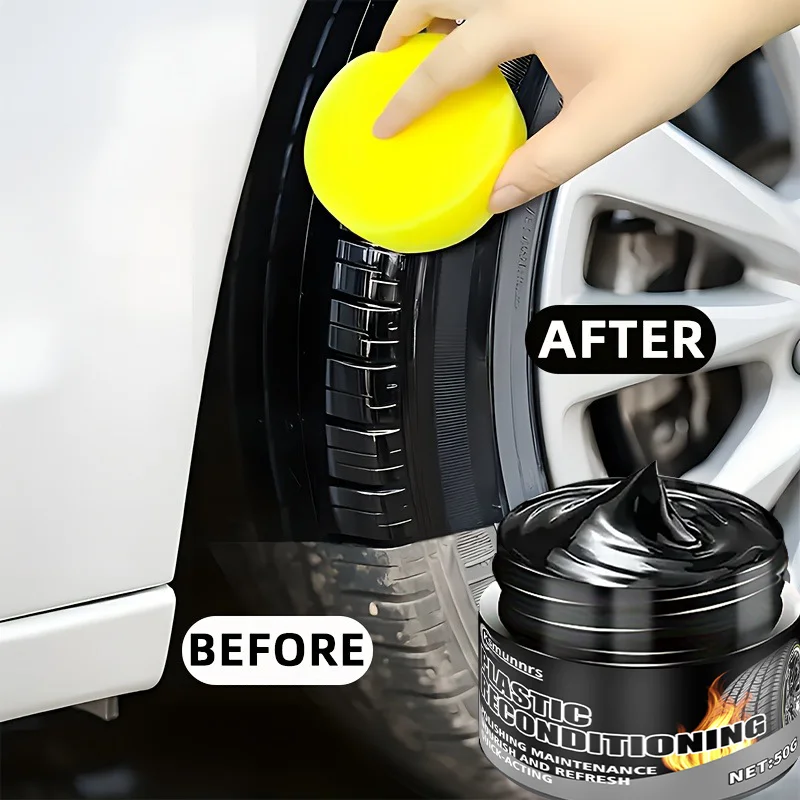 Многофункциональный блеск и защитный воск для шин — повышает блеск, долговечность и устойчивость к растрескиванию и выцветанию. Черный поли