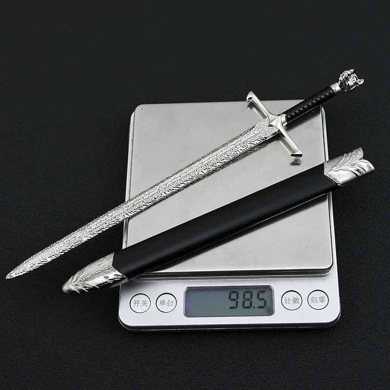 Espada Frostwolf Bastard 22cm de metal completo com bainha Guardiões dos Tronos Casa nobre medieval Artefato colecionável