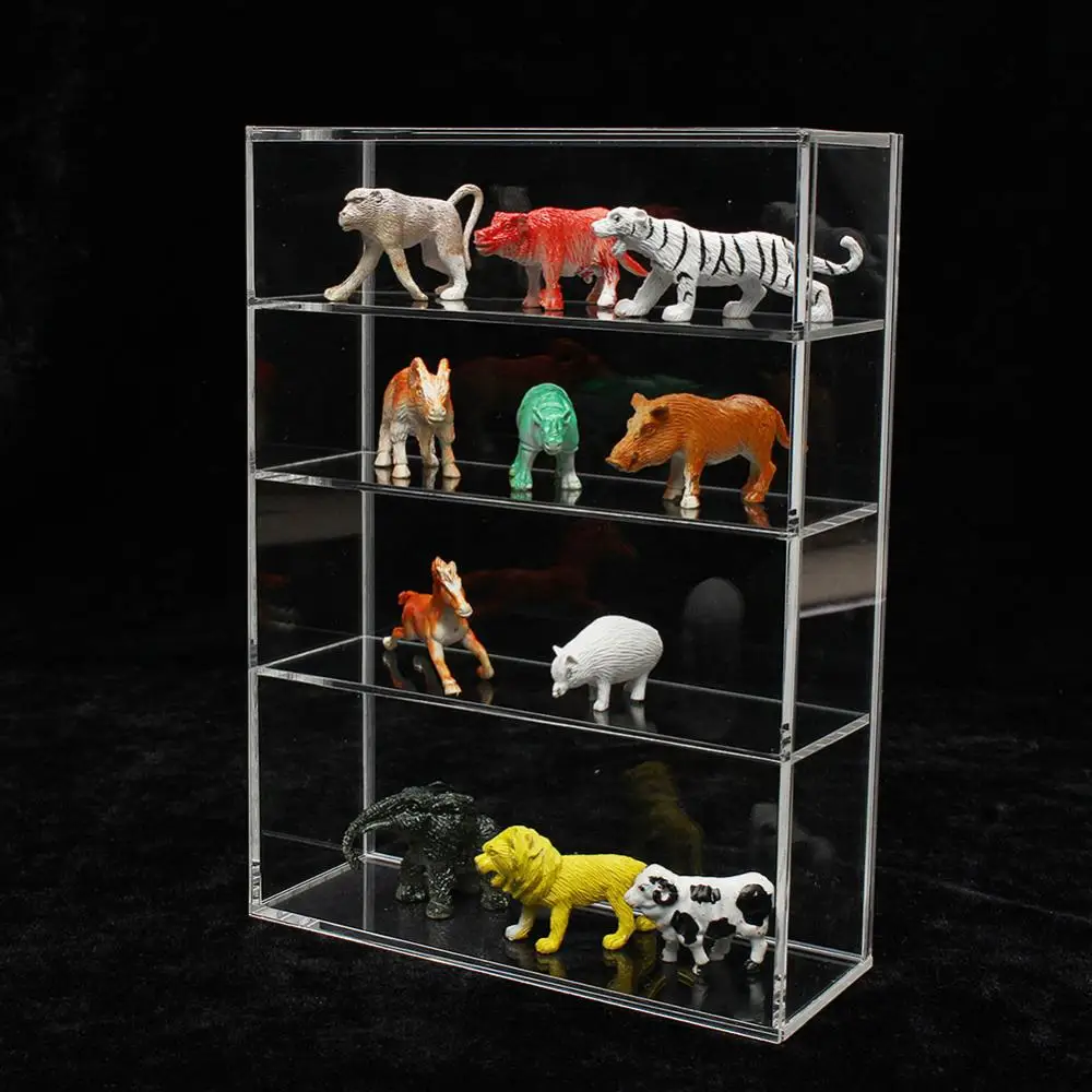 Four Layers Acrylic Display Case Countertop Box Organizer Dustproof Action Figures Toy Perfume Bottle Storage Rack Showing Shelf