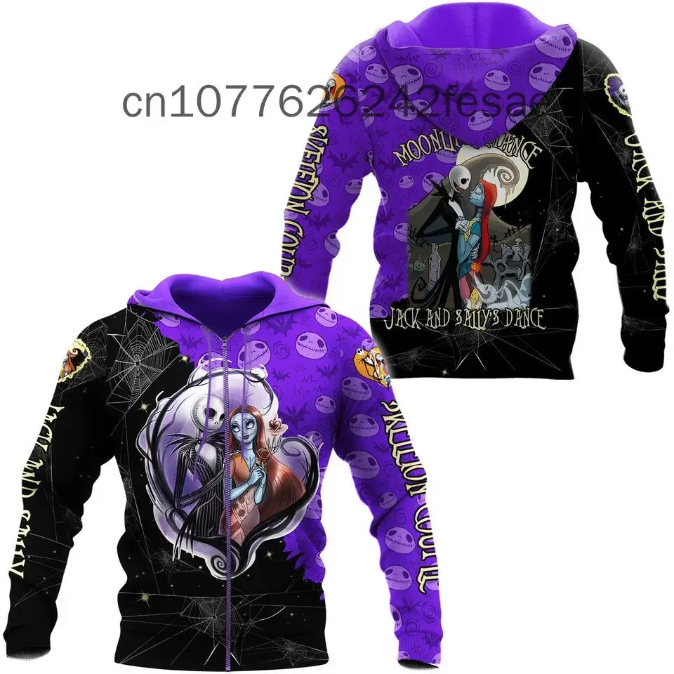 2024 New Jack And Sally Hoodie Nightmare Before Christmas Zip Hoodie