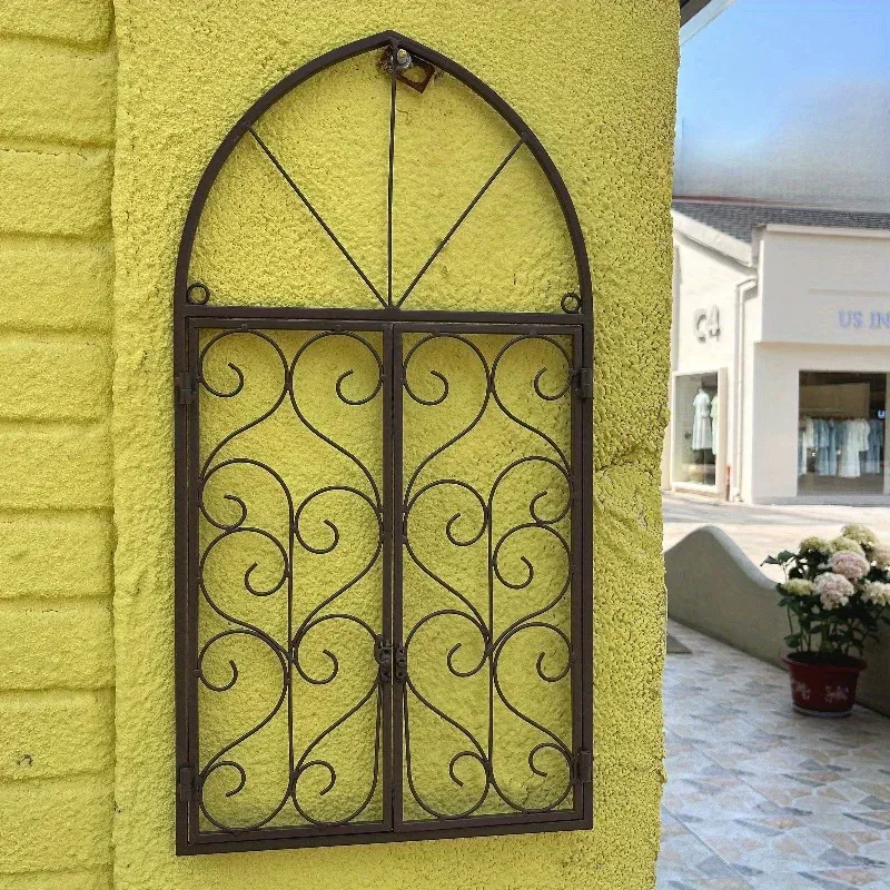 Decorative Garden Trellis, Arched Metal Wall Panel, White or Bronze, Scrollwork Design, Outdoor Mounting Bracket