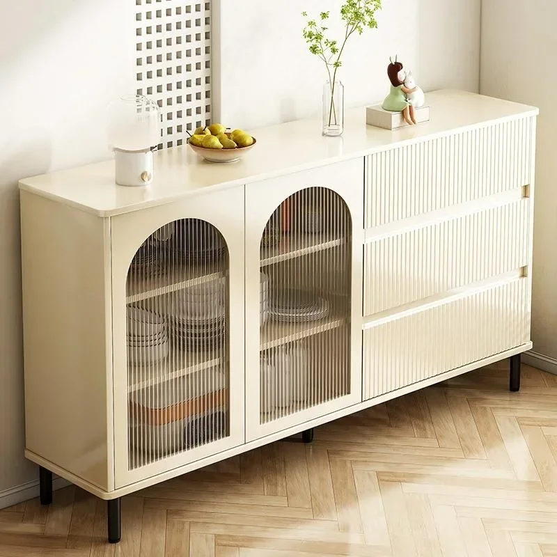 Home Decore White Finish Console Industrial Cabinet European Rustic Kitchen Buffet Storage Drawer Cabinet Traditional Sideboards