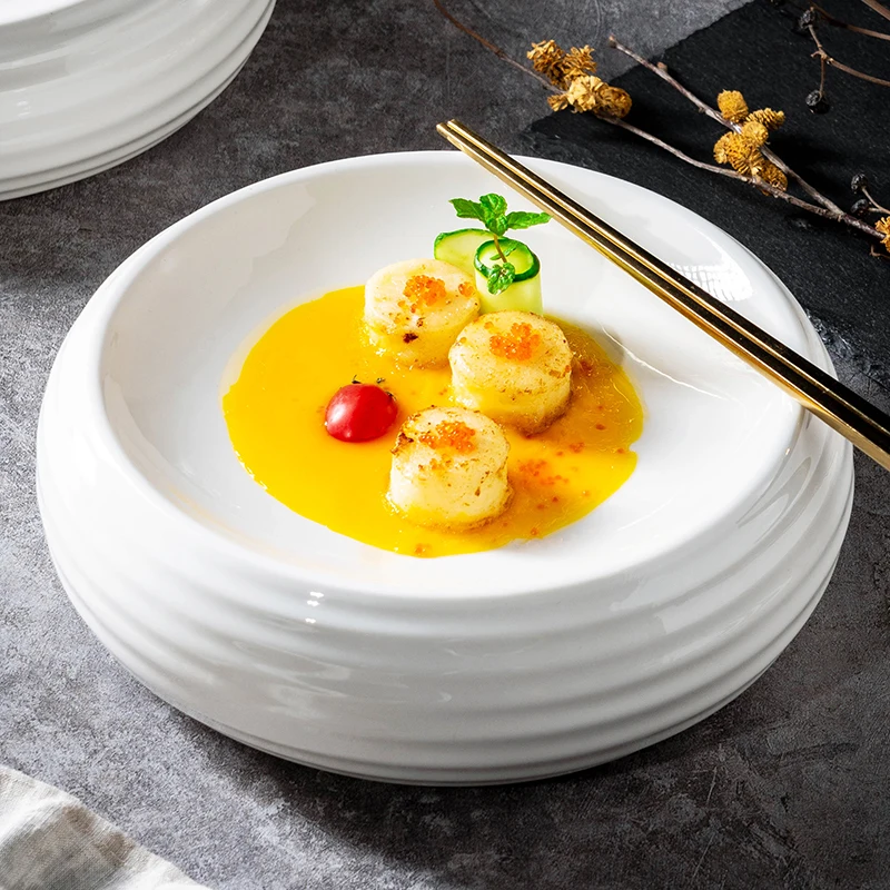 Ceramic Dish Warming Plate Thickened Western Food Steak Cold Fruit Dessert Special-shaped Tableware Kitchen Utensils