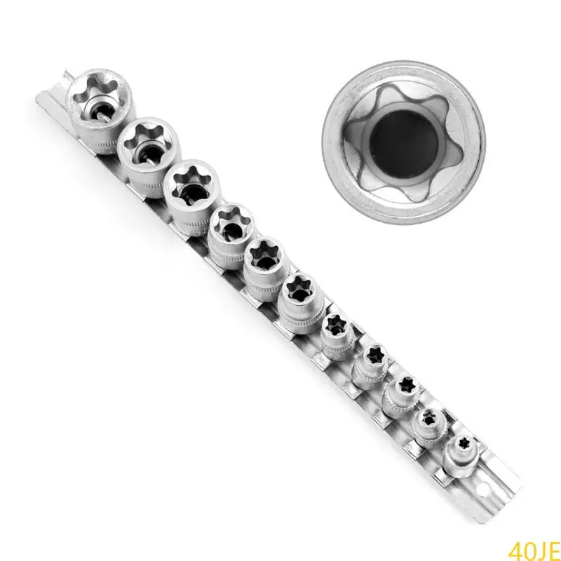 

40JE E4 E20 Torque Socket Set Female E-TORX Star Socket Set with Female External Star Socket Set 1/4" 3/8" Drive