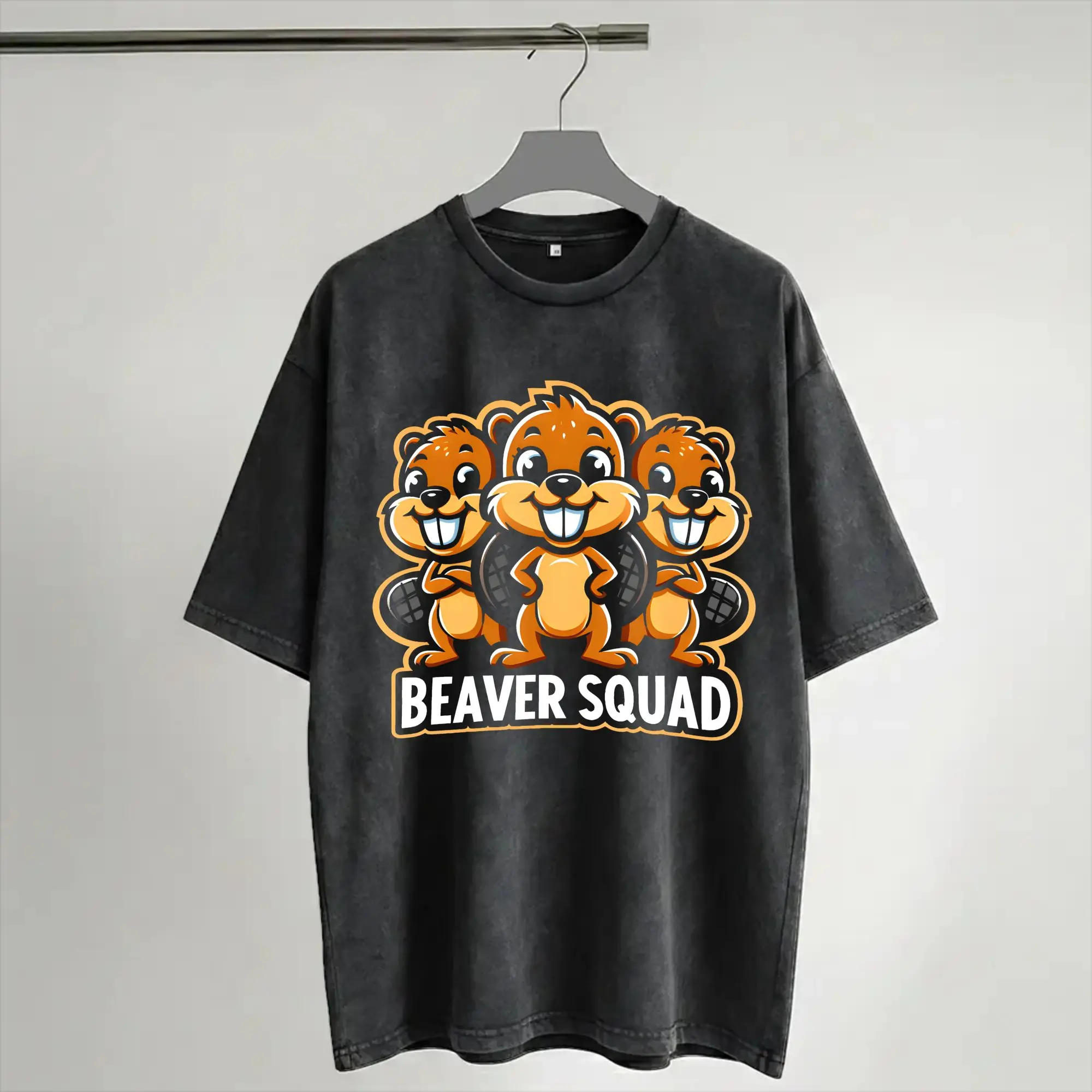 Summer Beaver Squad Three Beaver Funny Friends Teammates  Washed Shirt Merch Harajuku T-Shirts  for Men Women Tees