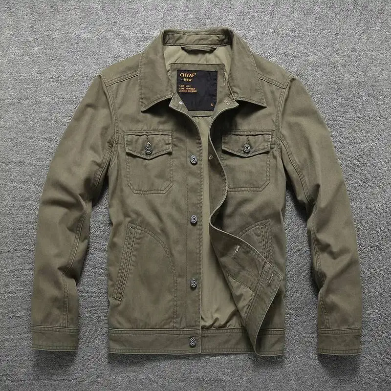 

New Spring Autumn Pure Cotton Coat Loose Casual Men S Patchwork Color Long Sleeve Army Style Denim Jacket Men