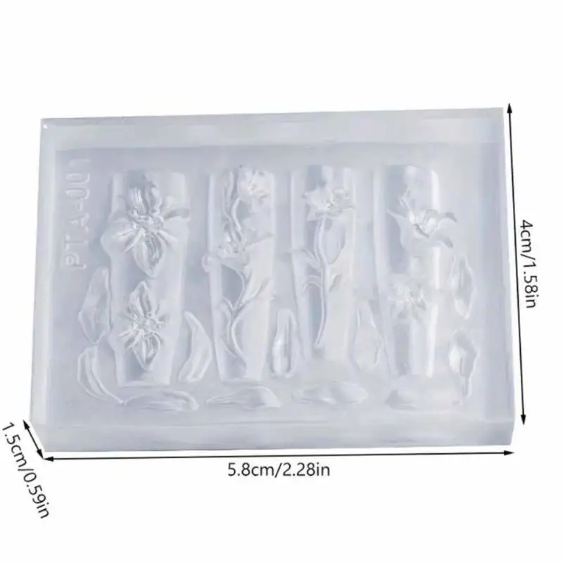 2/3pcs Relief Lily Flowers Nail Carving Mold 3D Silicone Hibiscus Flowers Petals Modeling Templates Clear Resin Epoxy Nail Tools