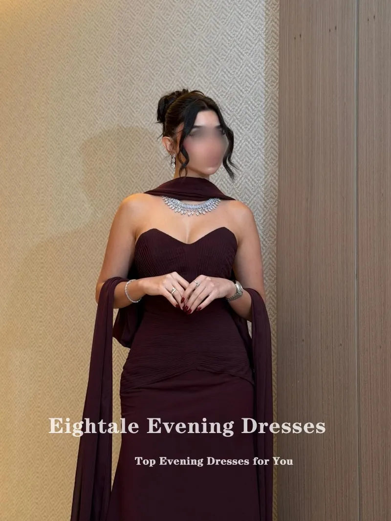 فستان سهرة عربي Eightale بطيات على شكل قلب فستان حفلات مخصص لحفلات الزفاف عنابي حورية البحر رداء De Soirée