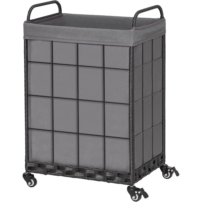 Laundry Hamper with Heavy Duty Rolling Lockable Wheels; Durable Laundry Basket with Detachable Liner Bag