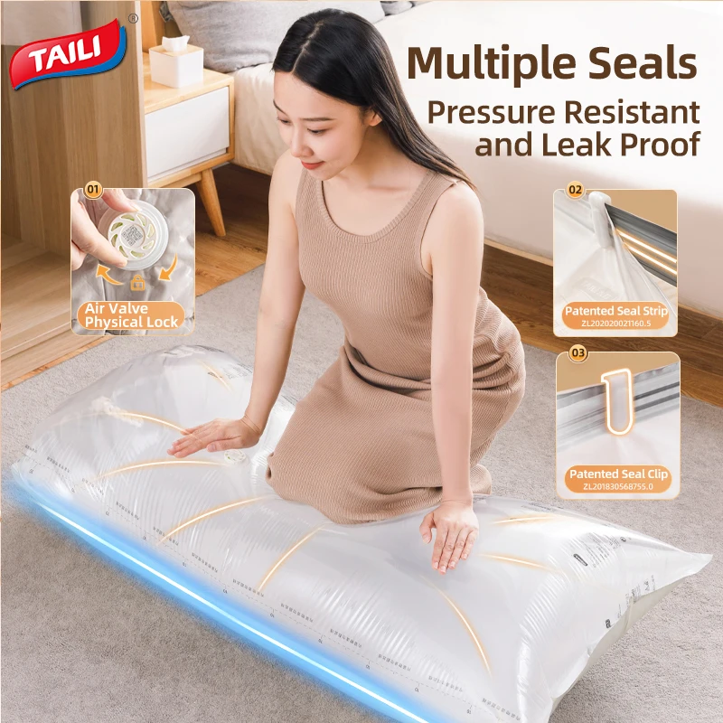 TAILI Hanging Vacuum Storage Bag 105*70cm 135*70cm Seal Storage Clothing Bags for Suits, Dress Coats or Jackets Closet Organizer