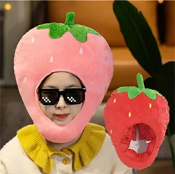 Strawberry Headgear Soft Plush Doll Hat for Birthday Festivals Party Photography Performance Props