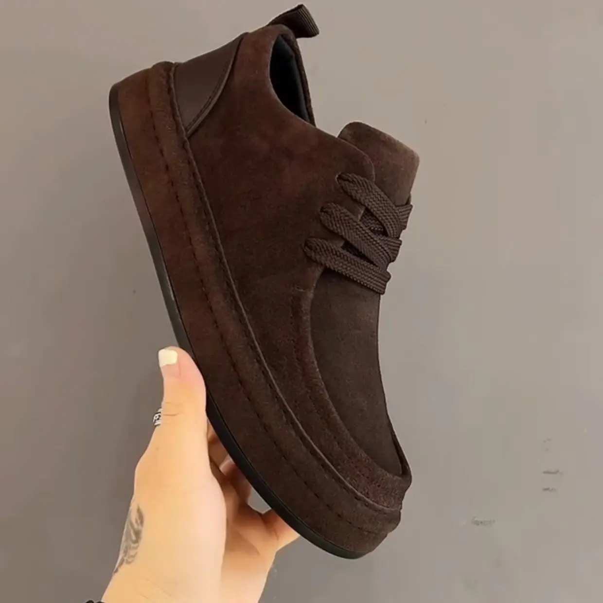 Men's Casual Fashion Loafers Versatile Leather Soild Dad Moccasins Vulcanized Shoes