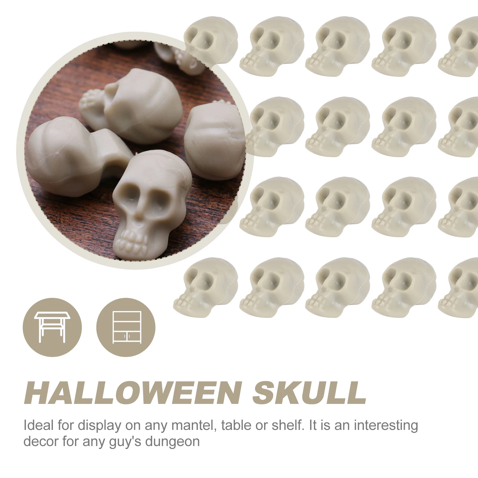 

18-25pcs Skull Ornament Exquisite Realistic Fancy Skull Figurines For Photo Props Halloween Decor Tricky Toys DIY Gift Accessary