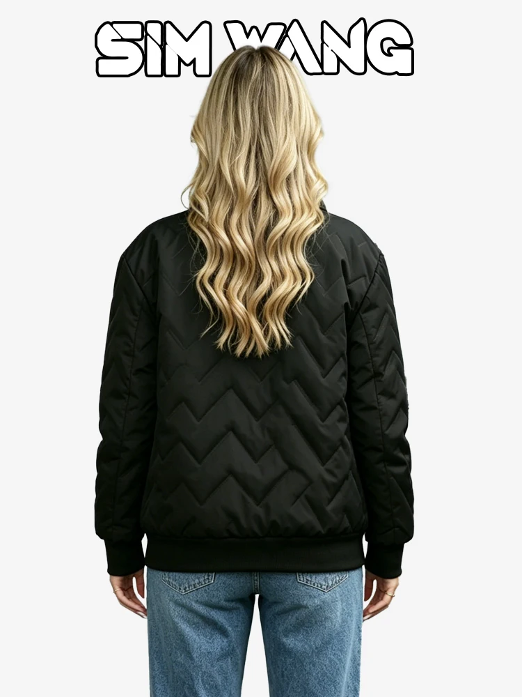 Baseball style cotton jacket - solid color, stand-up collar, zipper, casual jacket