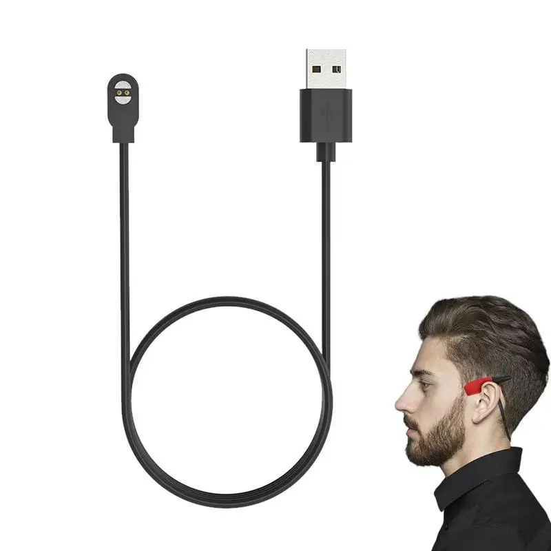 Adaptador de carga de auriculares de conducción ósea, adaptador de carga magnético para Auriculares deportivos inalámbricos de oreja abierta, reemplazo de 100cm