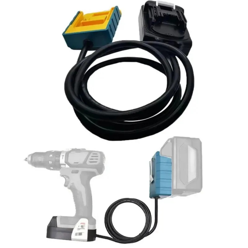 Quick-Connect Battery Extension Cable Portable Belt-Mounted Battery Adapter for Makita/Bosch/Milwaukee 18V Batteries with Hook