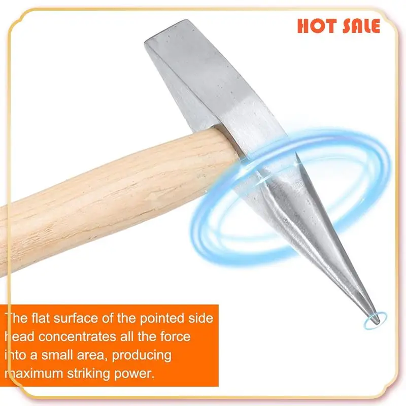 ABFA 2 Pcs 9 Oz Welding Chipping Hammer Steel Tack-Hammer Electrician's Hammer With Wooden Handle For Removing Repairing