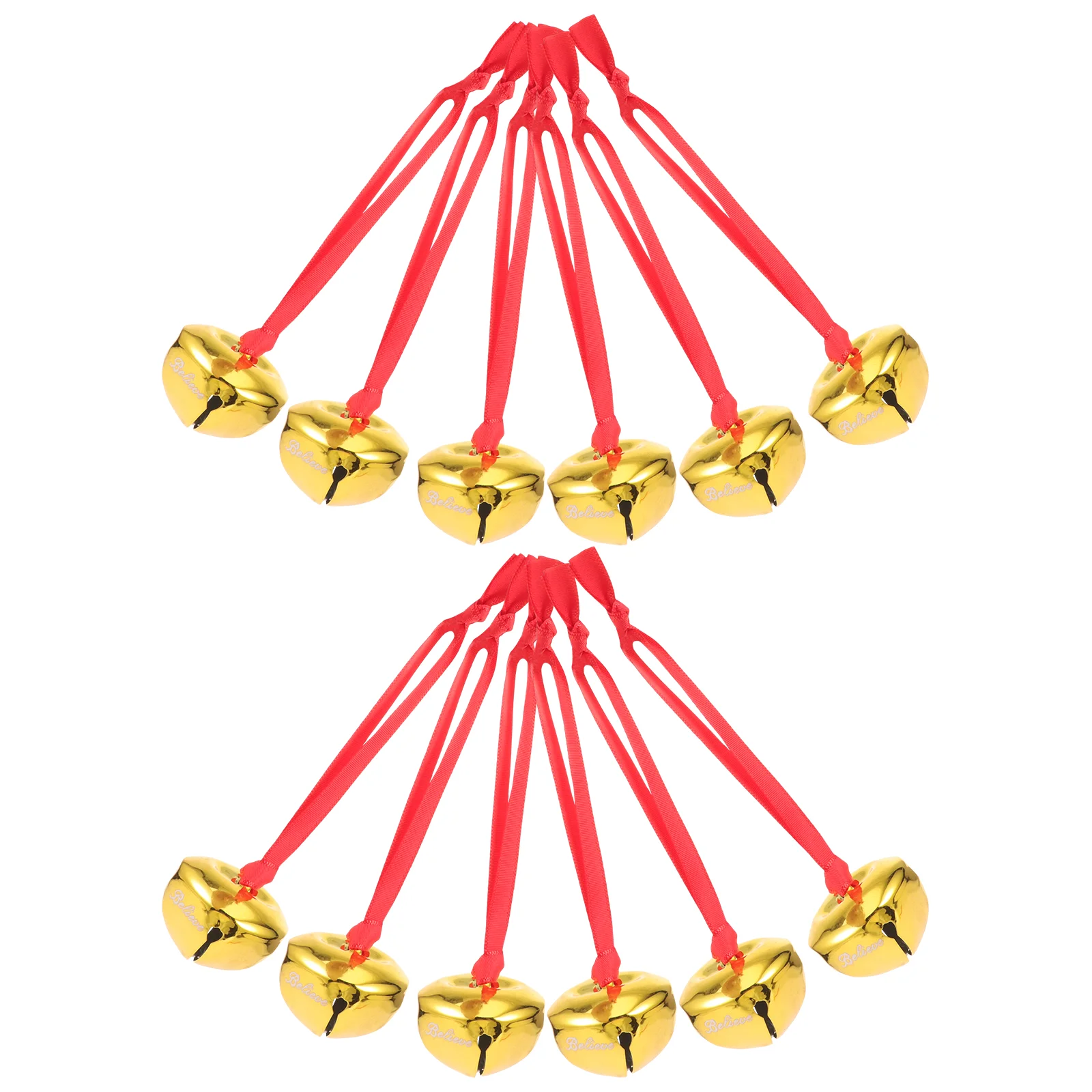 

12 Pcs Christmas Bells Craft Xmas Decors DIY Decorations Believe Hanging Pendants Tree Ornament